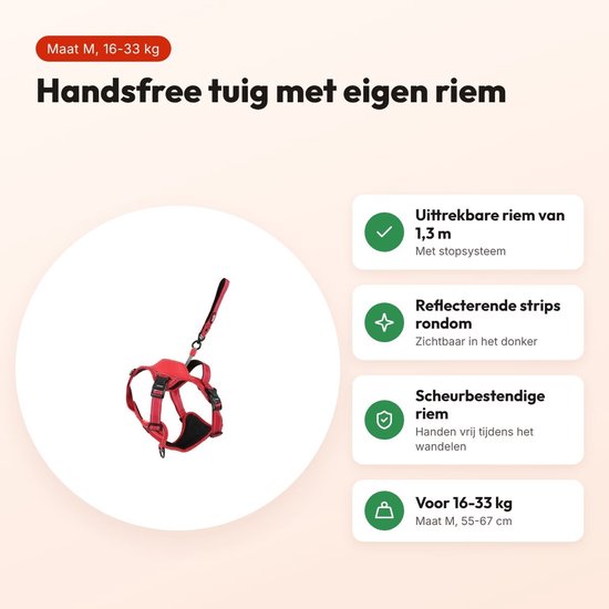 ZOLUX Easyride Rotes Hundegeschirr mit automatischer Leine – Größe M