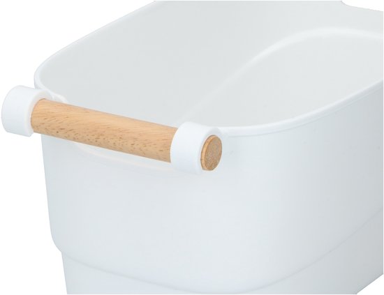 Alpina Aufbewahrungskorb – 27 x 14,5 x 12 cm – Kunststoff – Holzgriff