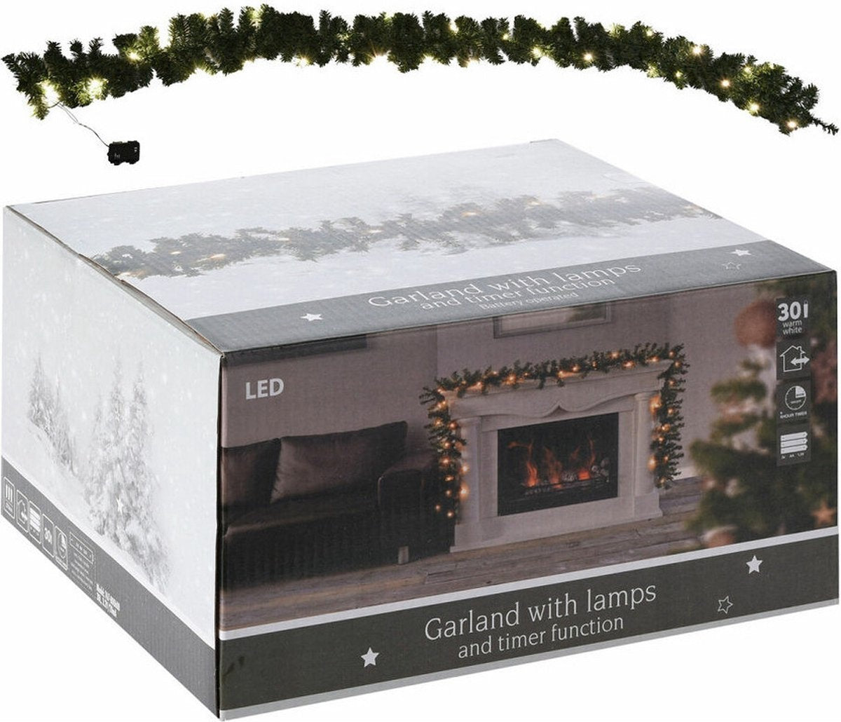 Nampook - Guirlande/Weihnachtsgirlande - 30 LED-Lichter - 270cm