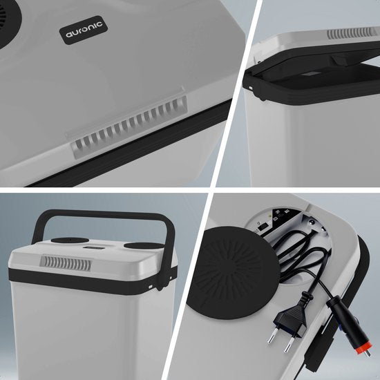 Auronic Coolbox Electric 12V und 230V - 25L - Camping-Kühlschrank - Auto - Kühlung und Heizung - Kühlbox - Hellgrau