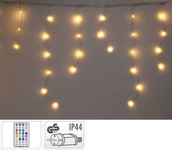 Lichtvorhang „IJspegel“ 300 cm – Warmweiß – LED-Weihnachtsbeleuchtung – Zeitschaltuhr – Fernbedienung – Lichteffekte – Innen- und Außenbereich