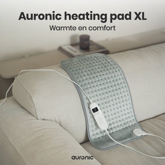 Auronic Heat Pillow Electric - XXL - 60x30cm - Nacken und Schultern - waschbar - Heizkissen - Elektrisches Kissen - Grau