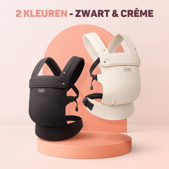 Vulpes Goods® BabyCare Babytrage - Ergonomisch - 0-36 Monate - Luxus-Bauchtrage bis zu 20 kg - OEKO-TEX® Baumwolle - Freihändiger Komfort - Mit Rückenstütze & M-Position - Creme
