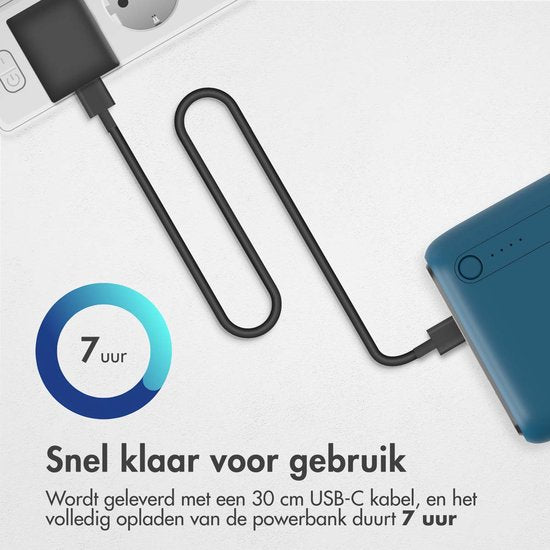 iMoshion® Powerbank 27000 mAh - Schnelles Ladegerät & Batterieanzeige - Geeignet für iPhone & Samsung, u.a. - 18 Watt - USB A, USB C & Micro USB - Blau