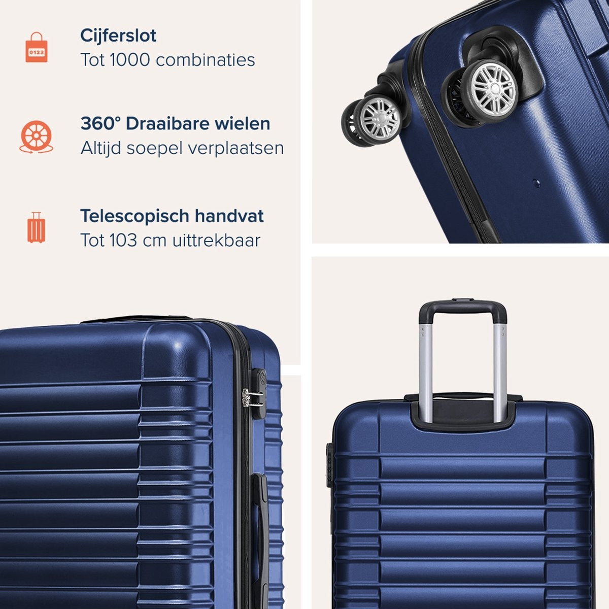 TRVLMORE - Kofferset - 2 Stück - 38L (Handgepäck) + 110L - Dunkelblau