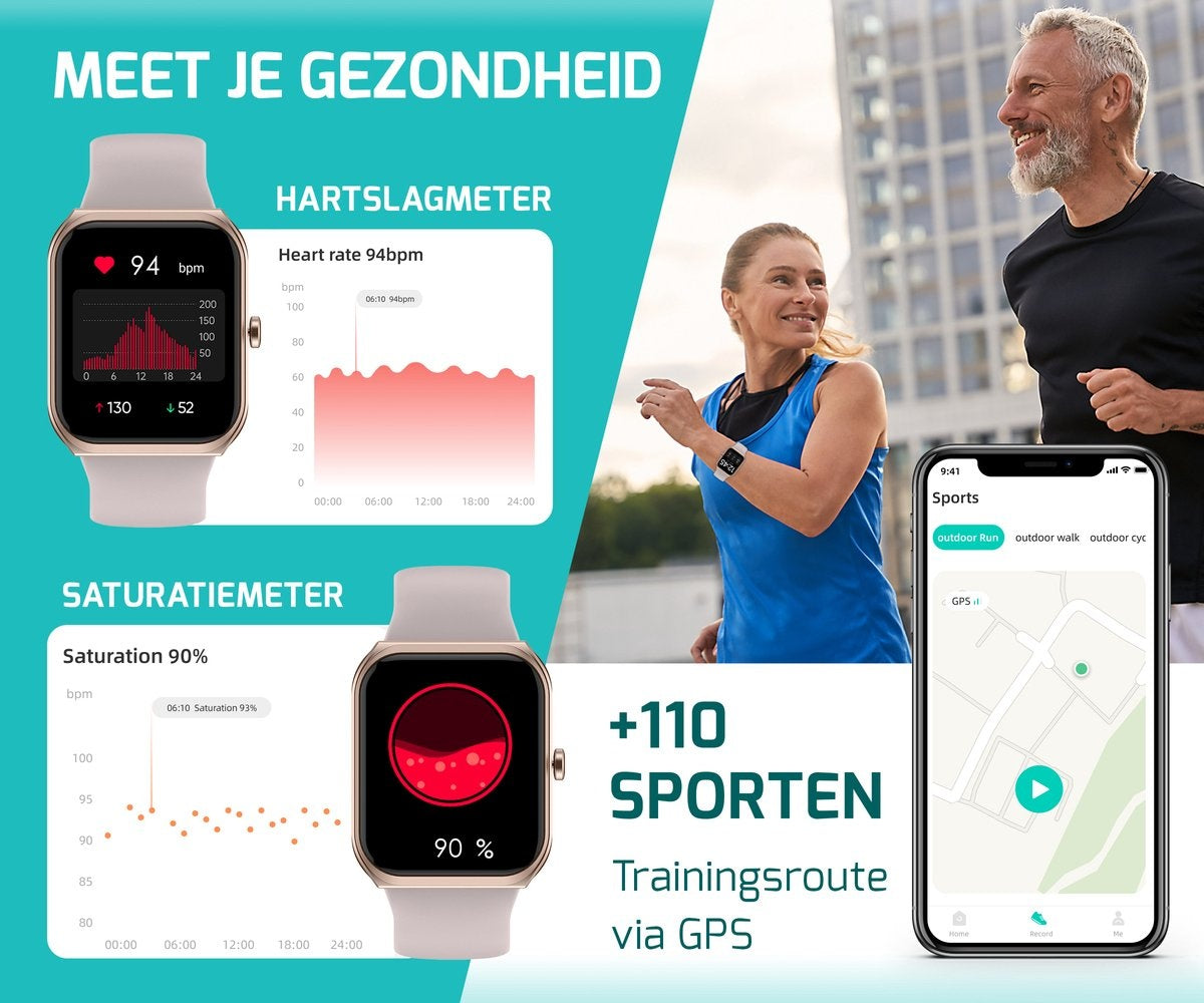 FITAGE Smartwatch - Schrittzähler - Sportuhr - Rosa