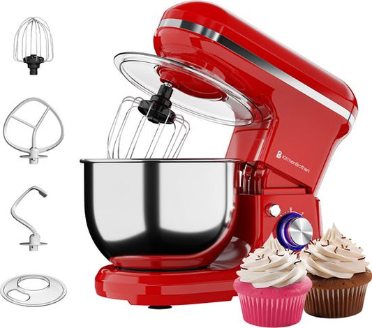 KitchenBrothers - Küchenmaschine - Küchenroboter - 5L - Küchenmixer - 1200W - Rot