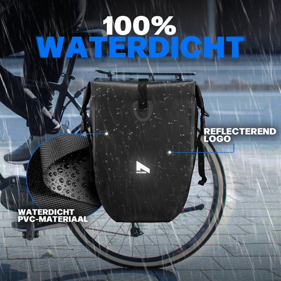 NOHRD 2-in-1 Gepäckträgertasche Single Schwarz - Gepäckträger Wasserdicht - Gepäckträger Umhängetasche - Gepäckträgertasche mit Laptopfach - Fahrrad Single - Gepäckträgertaschen Elektrofahrräder