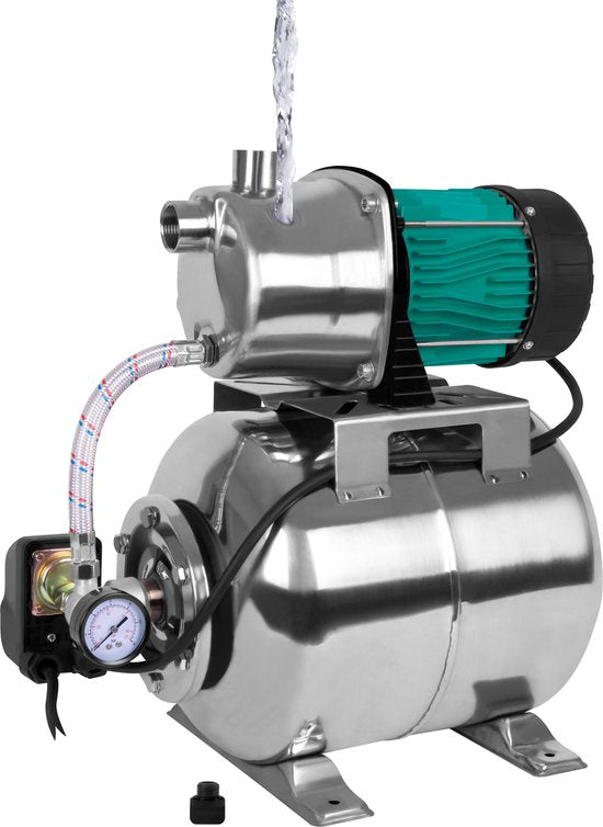 VONROC Hydrophor-Pumpe / Hydrophor-Set mit Druckschalter - 1000W - 3500l/h - 19L Edelstahltank - Pumpengehäuse aus Edelstahl