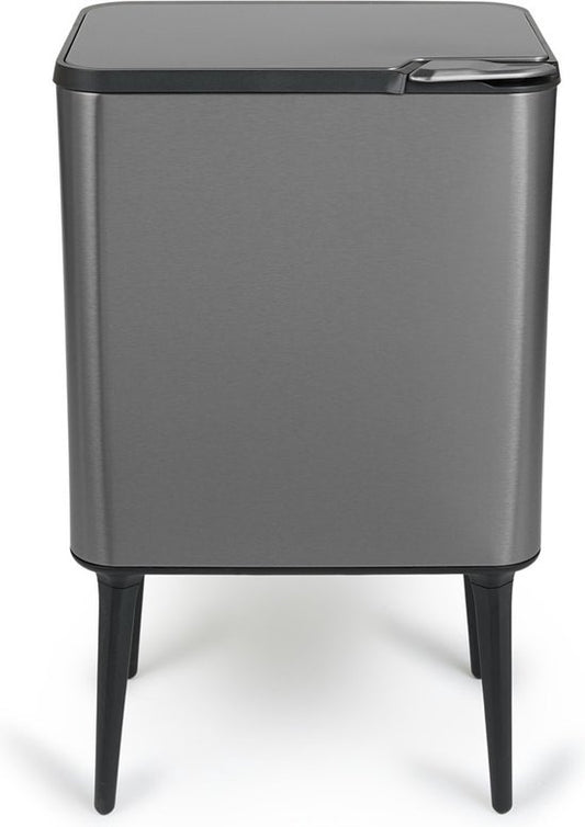 Umuzi Cleaning Push bin Mülleimer - 36 Liter - Metallic grau - 48 x 38 x 54,5 cm