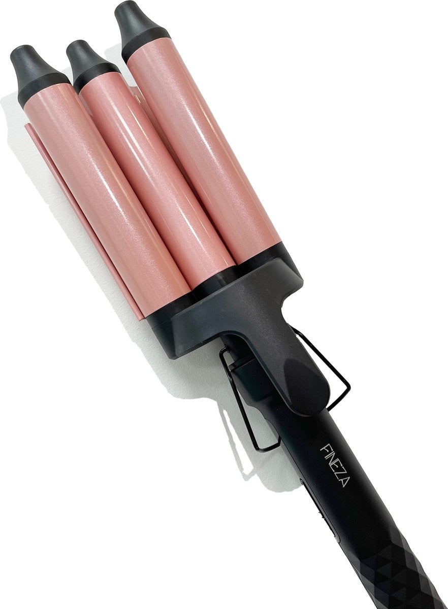 Fineza Waffelzange 25mm - Keramischer Lockenstab mit 10 Temperatureinstellungen - RosÃ©gold