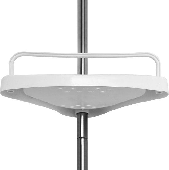 Teleskopische Chrom-Duschablage, verstellbar 155 - 320 cm mit zusätzlichem Handtuchhalter