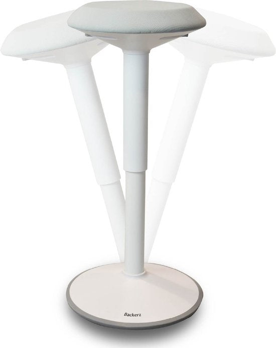 Bckz Balance Hocker - Wackelhocker - Ergonomisch - Sattelhocker - Höhe 55-80cm - Weiß