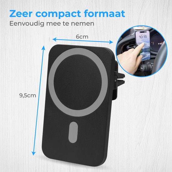Nuvance Telefonhalter Auto - Geeignet für MagSafe iPhone 12/13/14/15/16 - Telefonhalter - Kabelloses Ladegerät - Handy-Halter Auto