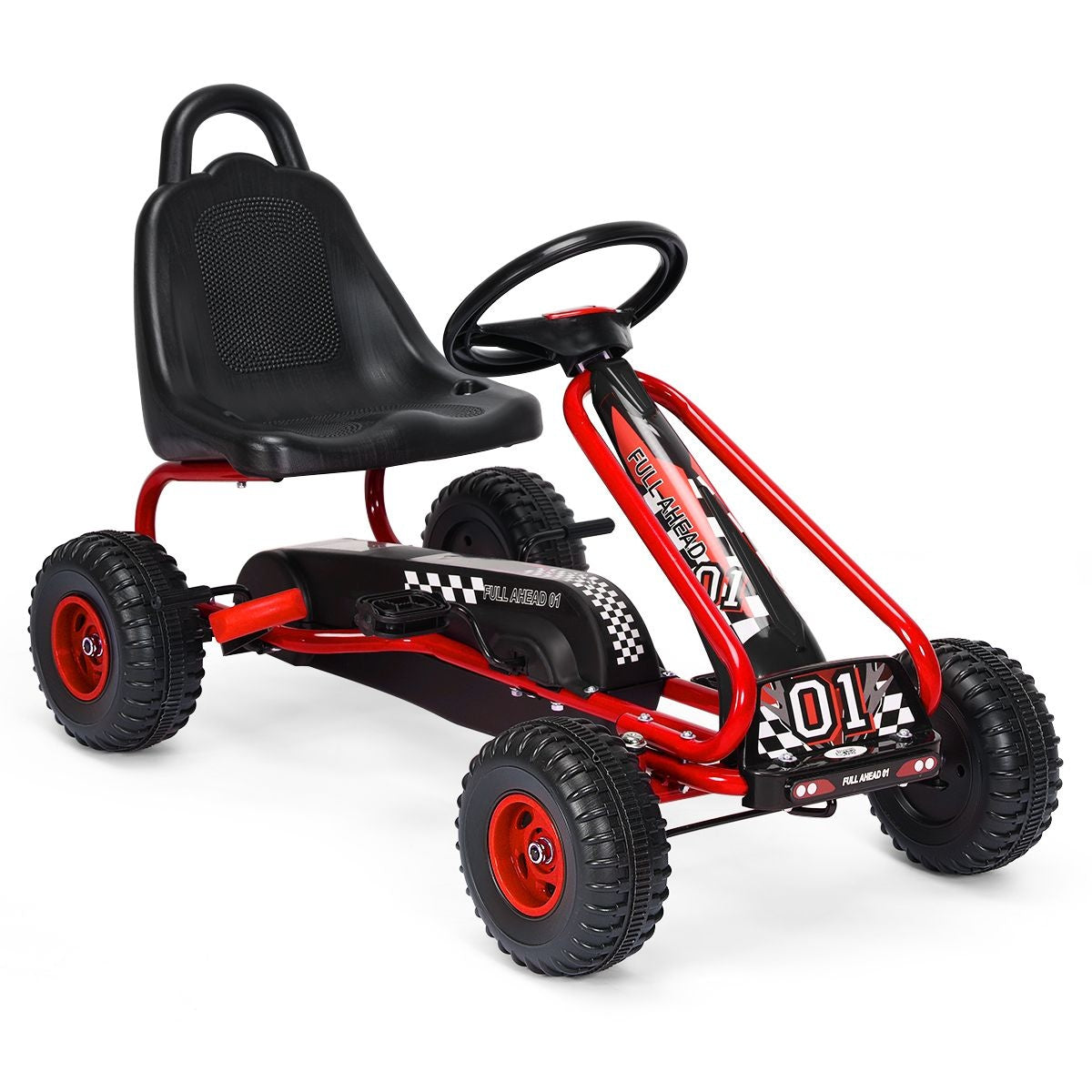 Gokart Go Cart mit Handbremse Troll-Auto 30kg Tretfahrzeug Tretfahrzeug 3-6 Jahre rot