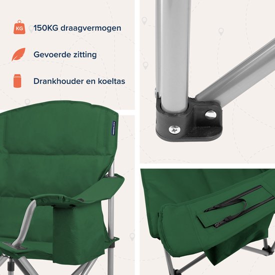 TRVLMORE Campingstühle XL - klappbar - 2er-Pack - 150KG Tragkraft - Inkl. Tragetasche - Klappstuhl - Angelstuhl - Campingstuhl - Klappstuhl - Grün