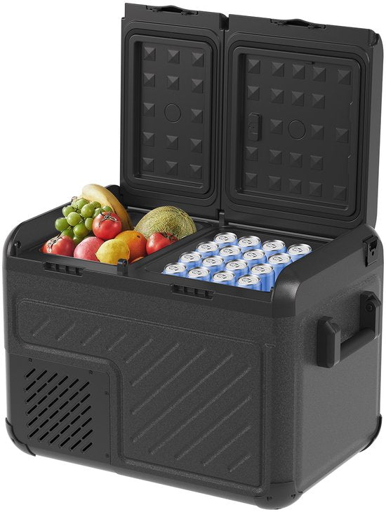 Auronic Electric Cool Box - Kompressor - Zwei Zonen - 12V 230 Volt - Auto - Gefrieren und Kühlen - 35L - Frigobox - Schwarz/Grau