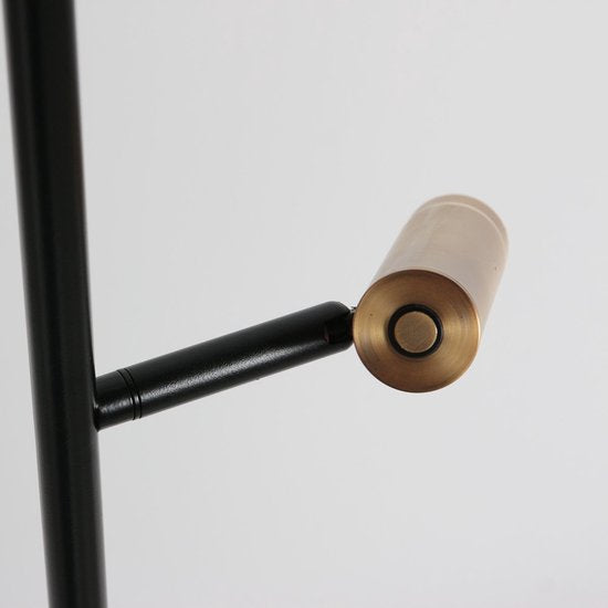 Stehlampe Lumo 4608BR – Moderne Leselampe mit zwei Leuchten aus Metall mit bronzefarbenen Akzenten, 125 cm hoch, dreh- und neigbar, Marke Mexlite