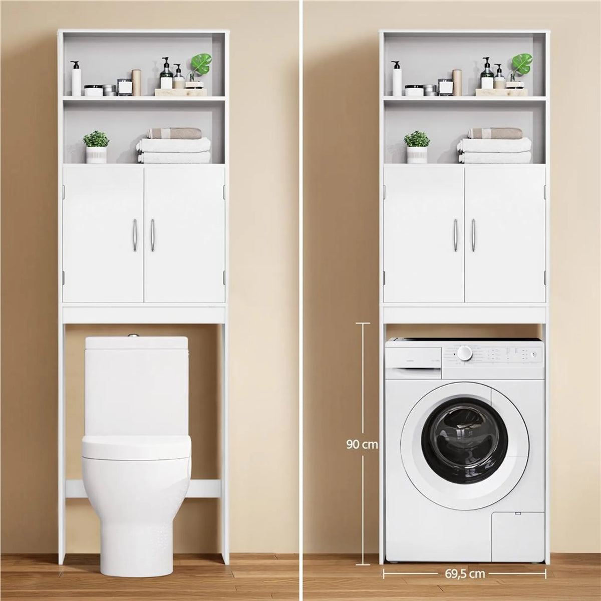 Yaheetech Toilettenschrank und Waschmaschinenschrank – 195 cm hoch – 72 x 20 cm – Weiß