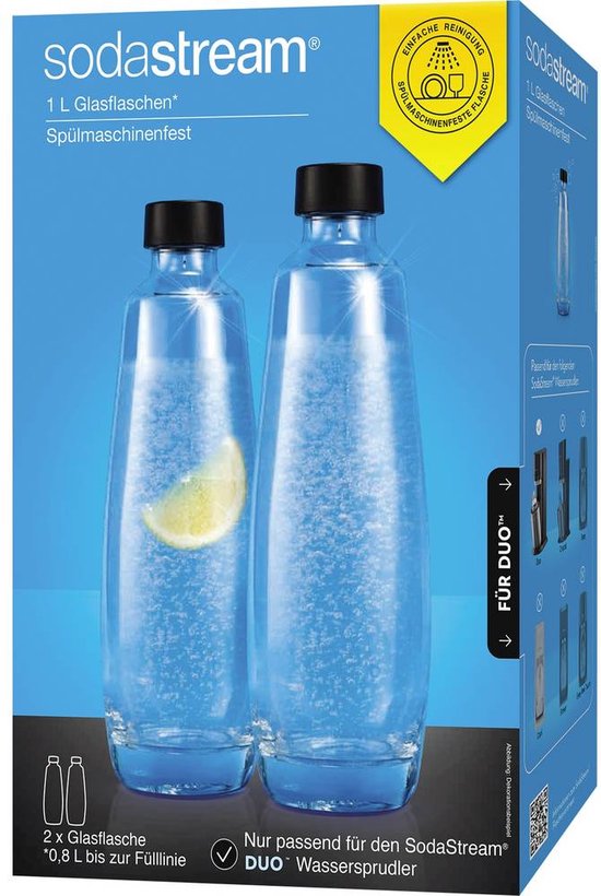SodaStream Glaskaraffen 1 l, 2er-Pack | 2 Stück | Nur für das SodaStream DUO Sprudelgerät geeignet