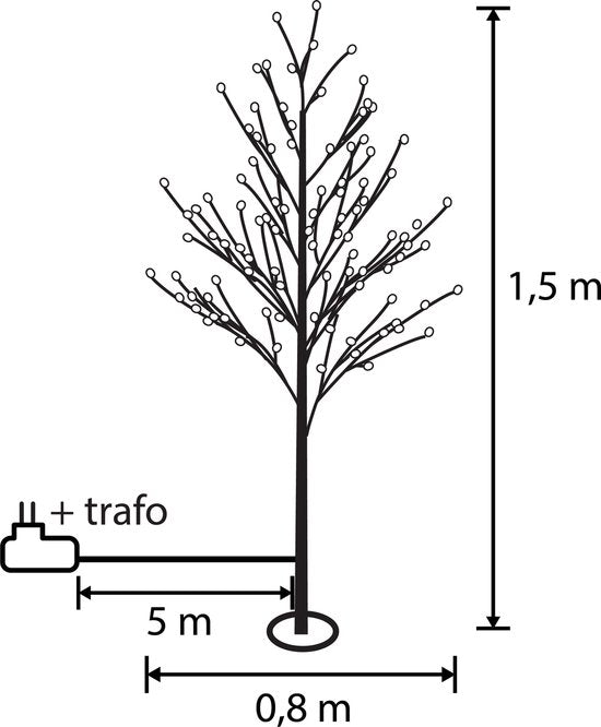 Luca Lichtbaum - Weiße LED-Beleuchtung - H150 x Ø80 cm - Metall - Schwarz