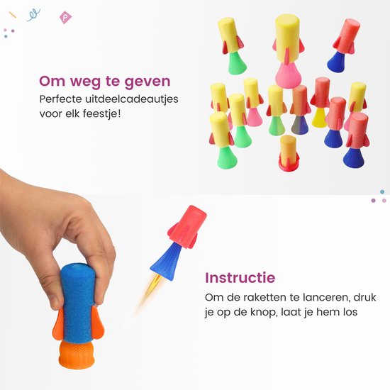 Partizzle 24x Jumping Rockets - Hüpfende Weltraumraketen - Geschenke zum Verschenken - Grabbelton Treat Gifts - Für Kinder & Kleinkinder - Schaumstoff