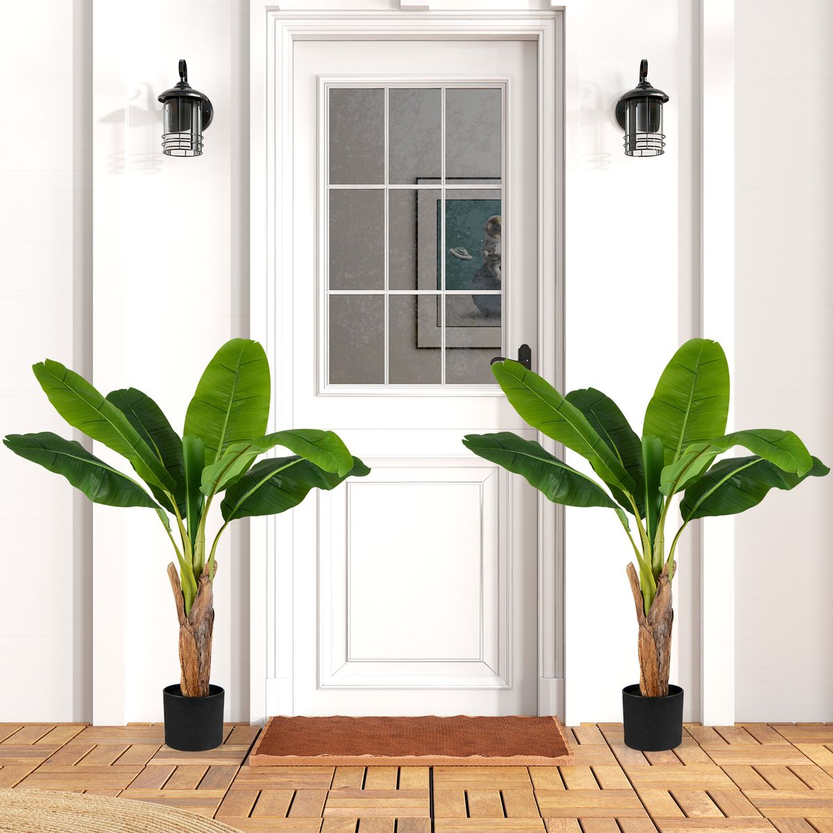 Coast Kunstpflanzen-Set – Tropische Palme und Paradiesvogelblume – 2 Stück – 107 cm – Grün