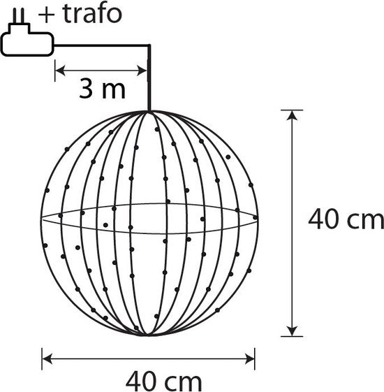 Luca Lighting Weihnachtslichtkugel mit klassisch weißen LED-Lichtern - Ø40 cm - Silber