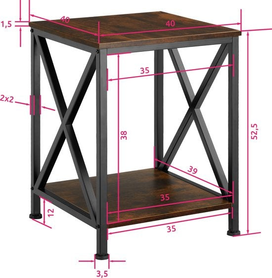 tectake - Beistelltisch Carlton industriell dunkel - 404358