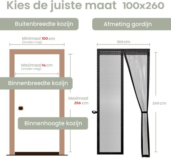 O'DADDY® Türvorhang Deluxe FIBER - Magnetischer Fliegenvorhang - Für Neubauten und Standardtüren - Einfache Installation - Türgitter Schwarz - 100x260 cm