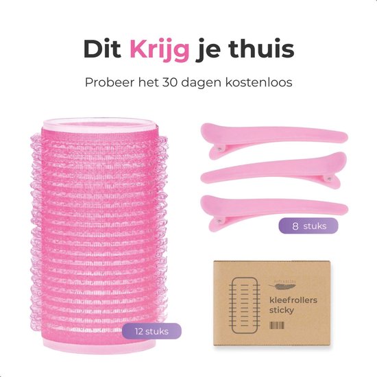 Lockenwickler - 12er Pack - Inkl. 8 Clips - Kleberoller - Selbstklebend - Hitzefreie Locken - Haare - Lockenwickler - Lockenwickler - Locken ohne Hitze - Groß