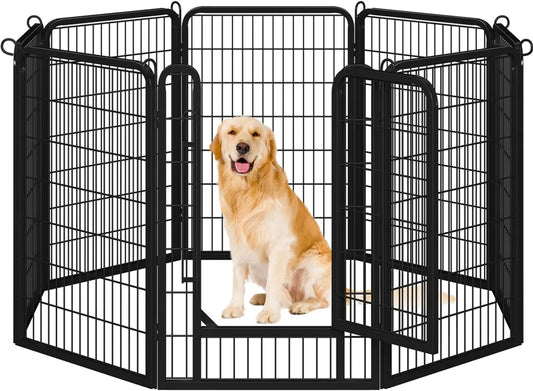 Yaheetech Welpenauslauf 8 Elemente 100 x 68 cm – Schwarz – Zusammenklappbarer Hundeauslauf mit Tür für Welpen und kleine Haustiere
