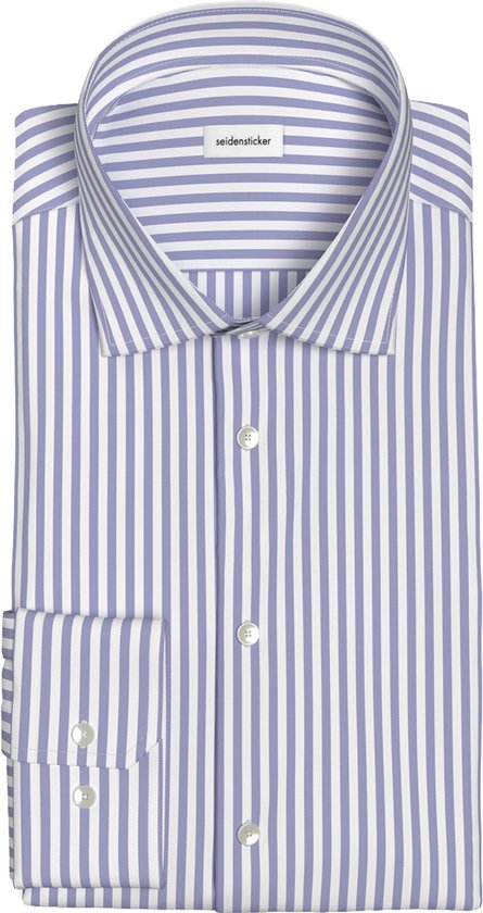Seidensticker Regular Fit Hemd, Popeline, blau gestreift