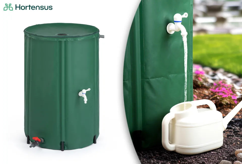Hortensus Faltbare Regentonne 250 Liter - Grün - 90x60 cm - Mit Hahn und Reißverschluss