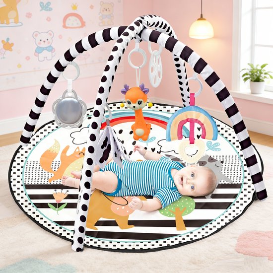 FUEGOBIRD – Spielmatte für Babys – Niedliche Tierchen – Deluxe-Spielset – Buntes, interaktives Greifspielzeug – Tolle Geräusche – Förderendes Spielzeug für Babys ab 2 Monaten