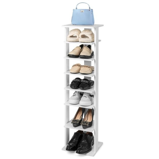 Coast Holzschuhregal 8-stufig - 28,5 x 25,5 x 110 cm - weiß