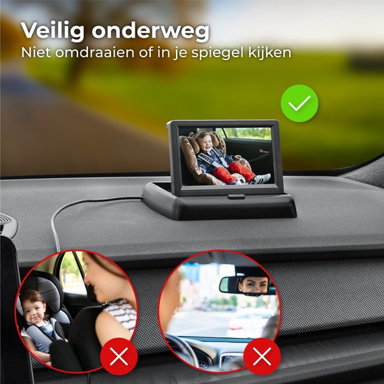 Nuvance - Babykamera - rutschfest und verstellbar - inklusive 4,5 Zoll Monitor - Schwarz