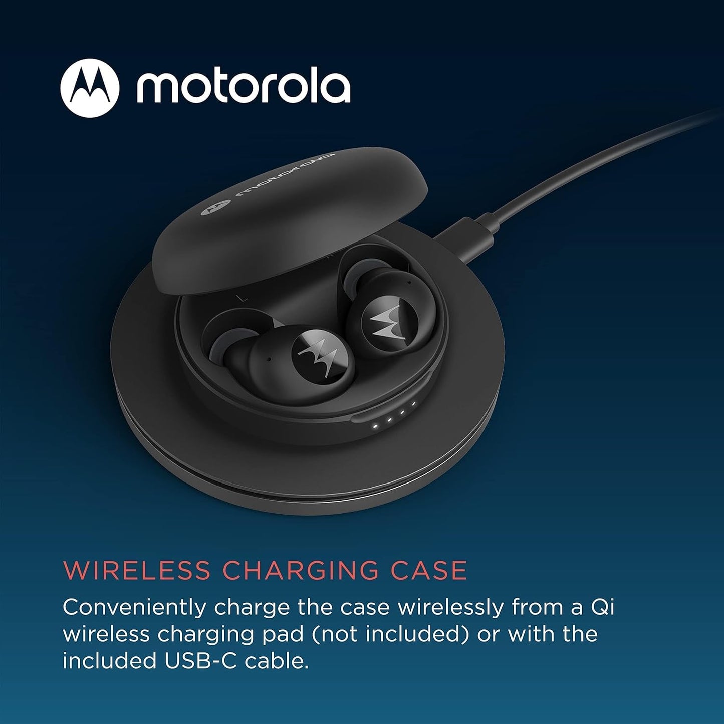 Motorola Sound Wireless earbuds - Moto Buds 250 - In-Ear - Qi-Technologie - wasser- und schweißfest - Touch- und Sprachsteuerung - 18 Stunden Spielzeit - schwarz, S/M/L