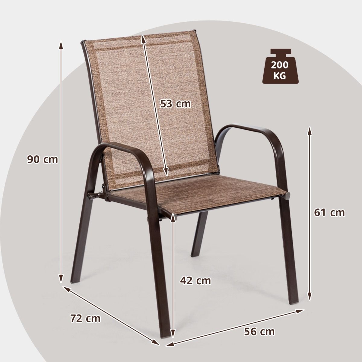 Coast 2-teiliges Gartenstuhl-Set – atmungsaktiver Stoff – verstärkter Metallrahmen – beige