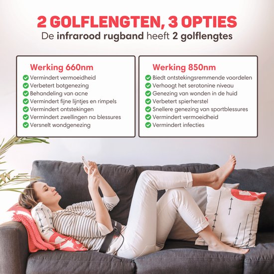 Vulpes Goods® BodyCare Infrarot-Rückenband - Tragbar - Infrarot-Therapie - Wärmeband - Für unterer Rücken, Schultern, Nacken, Beine - PRO