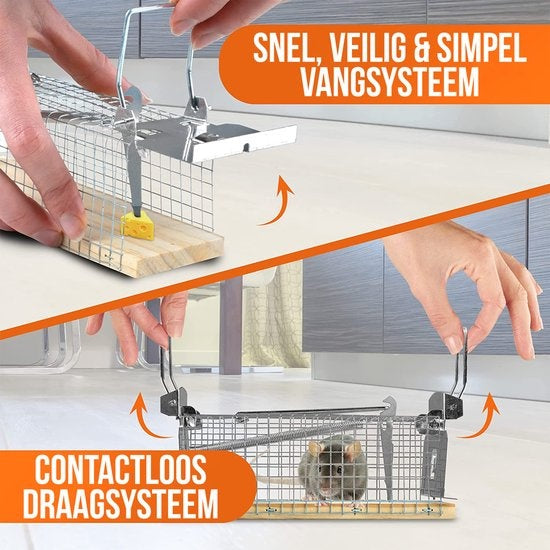 Strex Mausefalle für drinnen und draußen - tierfreundlich - Lebendfalle - 2 Stück