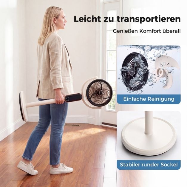 Coast Verstellbarer Stativventilator – 8 Geschwindigkeitsstufen – 54–96 cm – Weiß