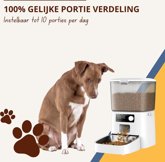 Oneisall Smart Futterautomat PFD-001 Pro CW15010 - Mit WLAN-Verbindung – Automatischer Futterautomat – Kabellos – Weiß – Futterautomat – Für Katzen und Hunde – Trockenfutter – Präzise Portionskontrolle – 3,5-Liter-Behälter – Mit App