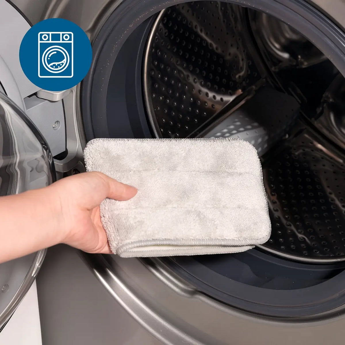 emmama Mikrofaser-Wischmopp – 4-teilig – Stiel 155 cm – 2 waschbare Pads