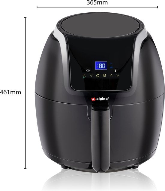 alpina Airfryer - Digitaler Touchscreen - 5 Liter - Heißluftfritteuse - Heißluftofen - Pommes frites, Gemüse, Brot, Muffins - 7-8 Personen