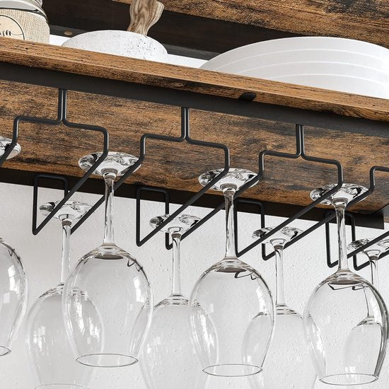 Niceey Weinregal - Weinschrank - Für 24 Flaschen und 15 Gläser - Metall