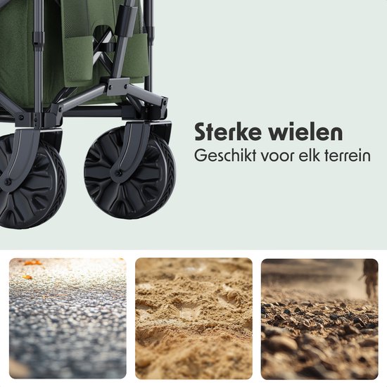 LifeGoods Wagon - Faltbarer Wagen - 100KG - 230L - Erhöht - Mit Schutzhülle - Grün