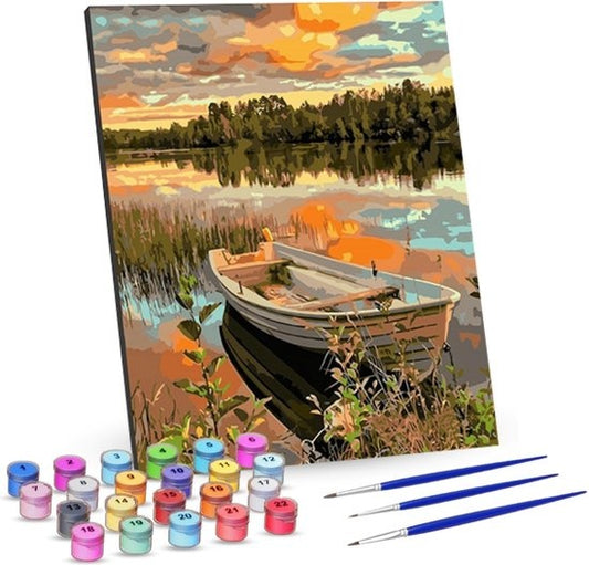 Rubye® Malen nach Zahlen Erwachsene - Boot auf dem See - 40x50cm