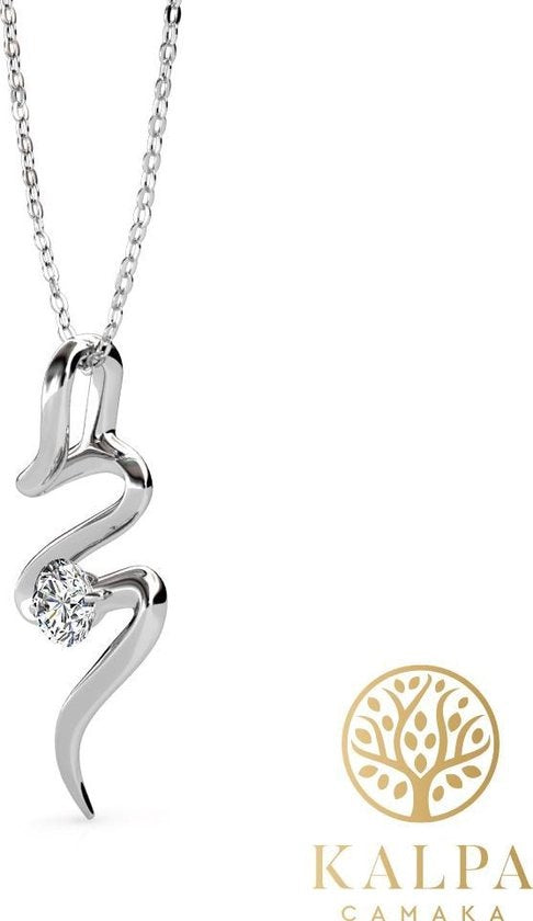 Yolora Damenhalskette mit Anhänger - Kalpa Camaka Kristall - Silber - 18K Weißgold vergoldet