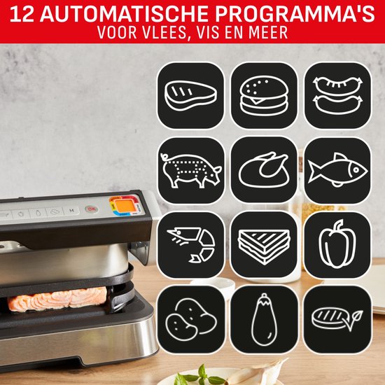Tefal OptiGrill 4in1 GC774D – Intelligenter Kontaktgrill – Inklusive Bratpfanne – 9 Automatikprogramme – Garstandsanzeige – 2100 W